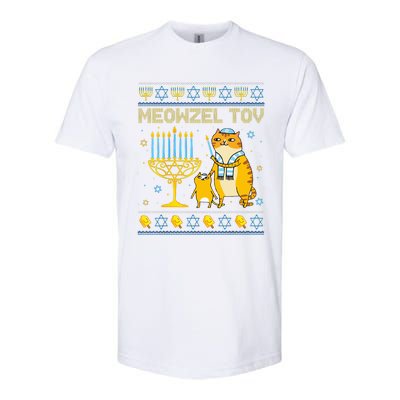 Meowzel Tov Ugly Hanukkah Sweater Cat Chanukah Jew Menorah Swea Softstyle CVC T-Shirt