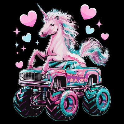 Monster Truck Unicorn Girl Birthday Party Monster Truck T-Shirt