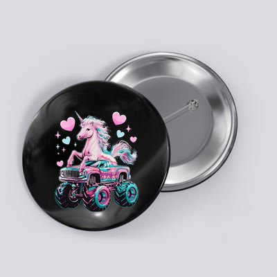 Monster Truck Unicorn Girl Birthday Party Monster Truck Button