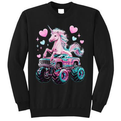 Monster Truck Unicorn Girl Birthday Party Monster Truck Tall Sweatshirt