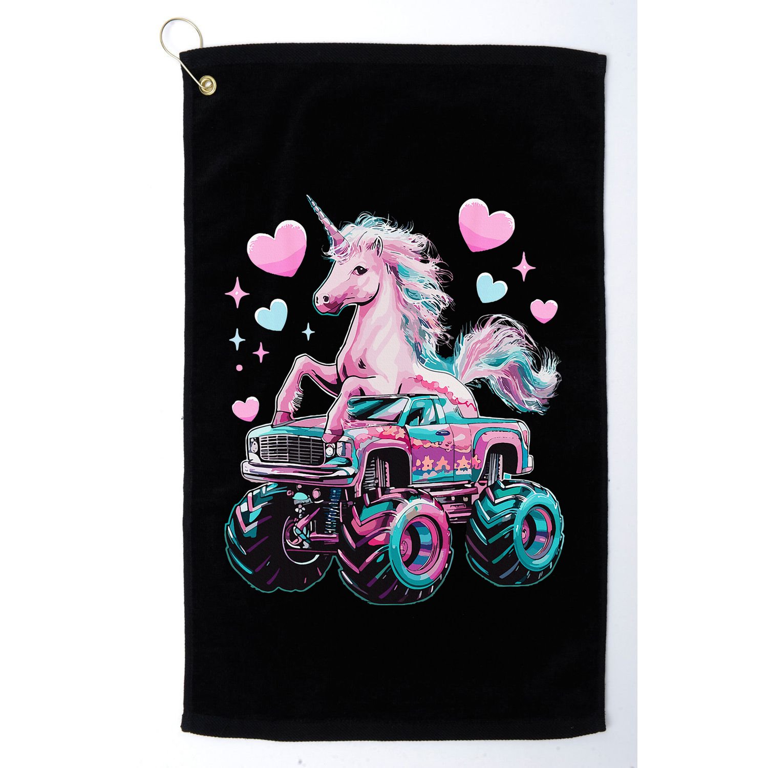 Monster Truck Unicorn Girl Birthday Party Monster Truck Golf Towel