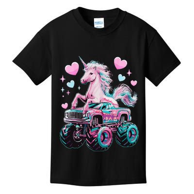 Monster Truck Unicorn Girl Birthday Party Monster Truck Kids T-Shirt