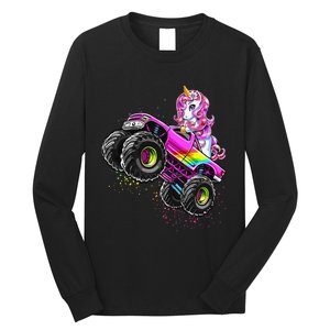 Monster Truck Unicorn Birthday Party Monster Truck Girl Gift Long Sleeve Shirt