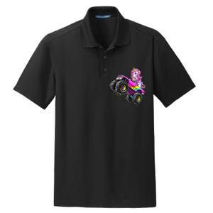 Monster Truck Unicorn Birthday Party Monster Truck Girl Gift Dry Zone Grid Polo