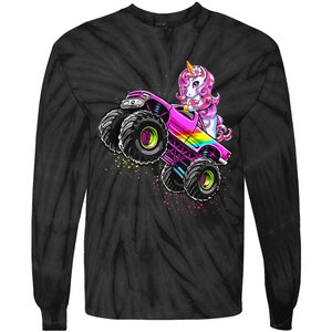 Monster Truck Unicorn Birthday Party Monster Truck Girl Gift Tie-Dye Long Sleeve Shirt