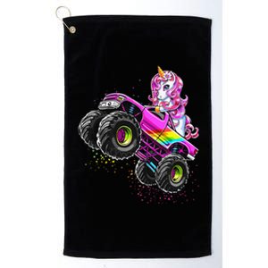 Monster Truck Unicorn Birthday Party Monster Truck Girl Gift Platinum Collection Golf Towel