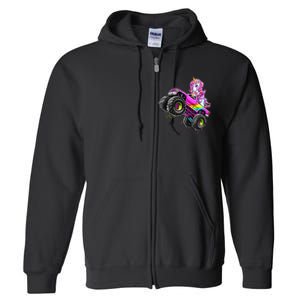 Monster Truck Unicorn Birthday Party Monster Truck Girl Gift Full Zip Hoodie