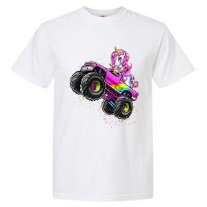 Monster Truck Unicorn Birthday Party Monster Truck Girl Gift Garment-Dyed Heavyweight T-Shirt