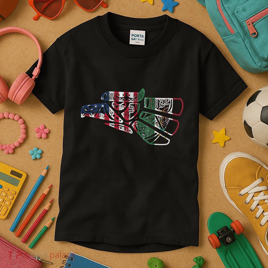 Mexico T Us Flag Patriot Mexican Flag American Flag Kids T-Shirt