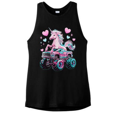 Monster Truck Unicorn Girl Birthday Party Monster Truck Ladies PosiCharge Tri-Blend Wicking Tank