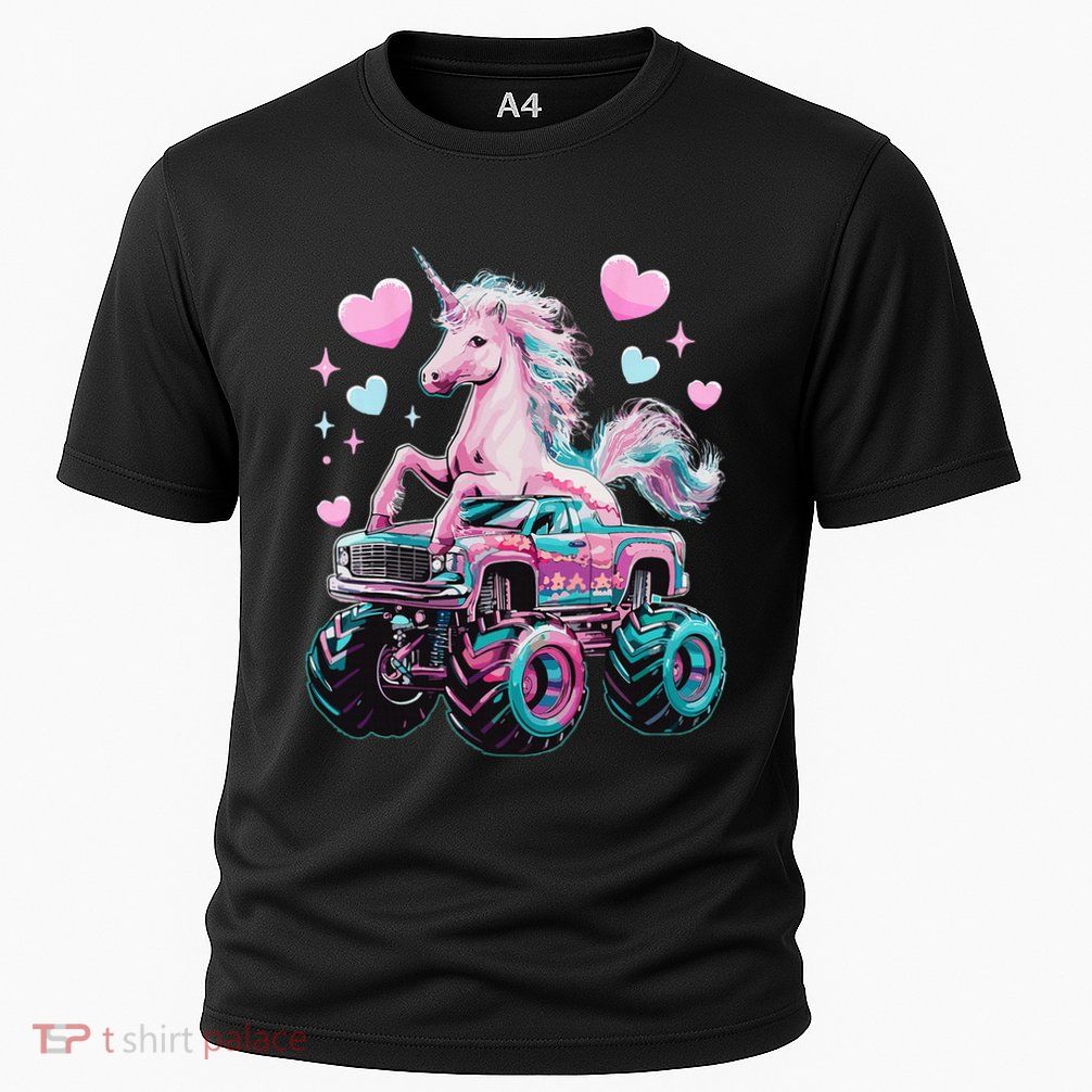 Monster Truck Unicorn Girl Birthday Party Monster Truck Performance Shirt