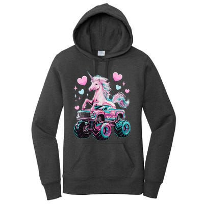 Monster Truck Unicorn Girl Birthday Party Monster Truck Women's Pullover Hoodie