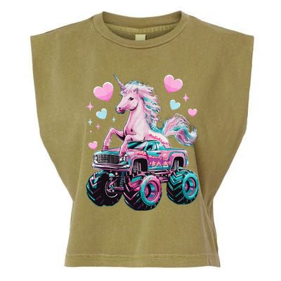 Monster Truck Unicorn Girl Birthday Party Monster Truck Garment-Dyed Women's Muscle Tee