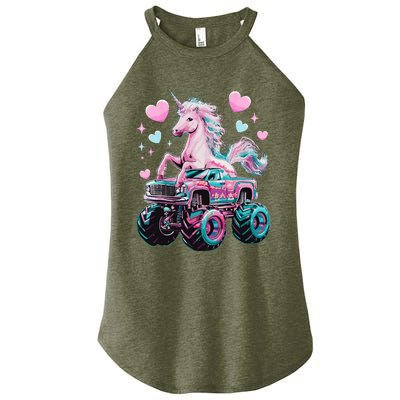 Monster Truck Unicorn Girl Birthday Party Monster Truck Women's Perfect Tri Rocker Tank