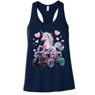 Monster Truck Unicorn Girl Birthday Party Monster Truck Women's Racerback Tank