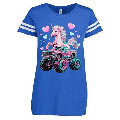 Monster Truck Unicorn Girl Birthday Party Monster Truck Enza Ladies Jersey Football T-Shirt