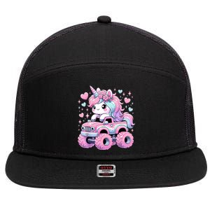 Monster Truck Unicorn Birthday Party Monster Truck Girl 7 Panel Mesh Trucker Snapback Hat