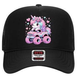 Monster Truck Unicorn Birthday Party Monster Truck Girl High Crown Mesh Back Trucker Hat