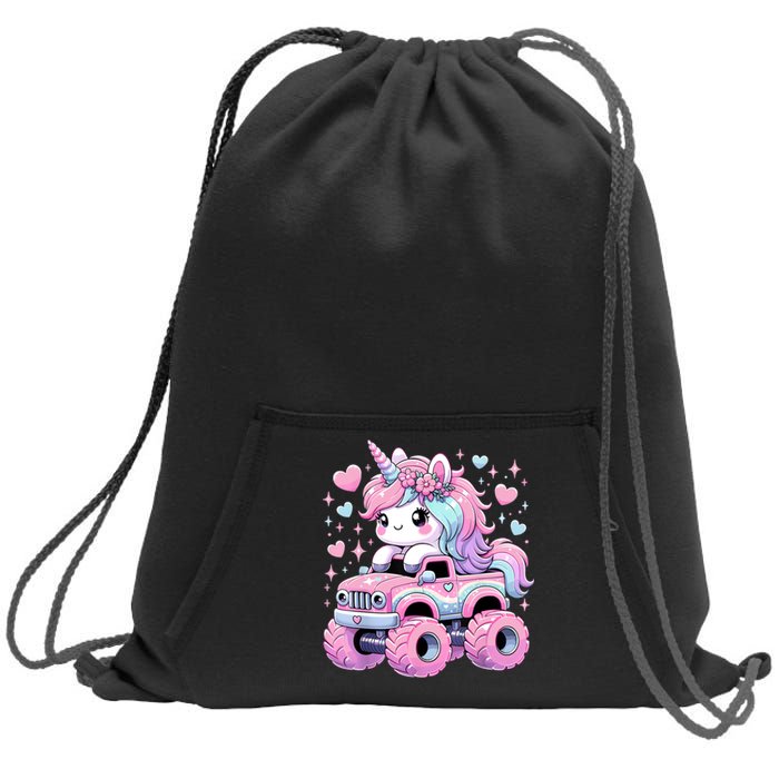 Monster Truck Unicorn Birthday Party Monster Truck Girl Sweatshirt Cinch Pack Bag