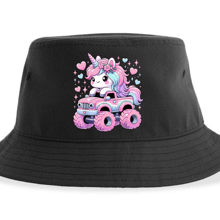 Monster Truck Unicorn Birthday Party Monster Truck Girl Sustainable Bucket Hat