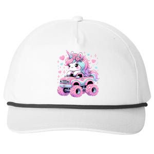 Monster Truck Unicorn Birthday Party Monster Truck Girl Snapback Five-Panel Rope Hat