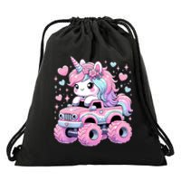 Monster Truck Unicorn Birthday Party Monster Truck Girl Drawstring Bag