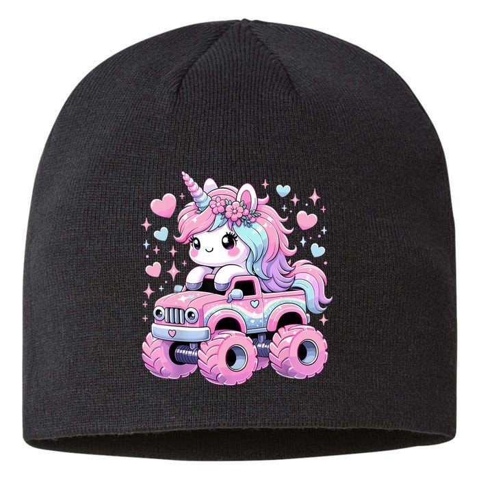 Monster Truck Unicorn Birthday Party Monster Truck Girl Sustainable Beanie