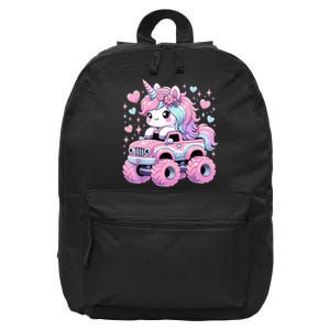 Monster Truck Unicorn Birthday Party Monster Truck Girl 16 in Basic Backpack