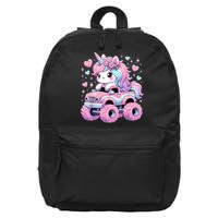 Monster Truck Unicorn Birthday Party Monster Truck Girl 16 in Basic Backpack