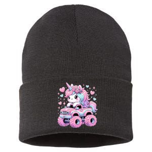 Monster Truck Unicorn Birthday Party Monster Truck Girl Sustainable Knit Beanie