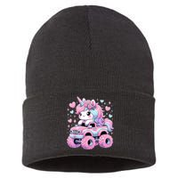 Monster Truck Unicorn Birthday Party Monster Truck Girl Sustainable Knit Beanie