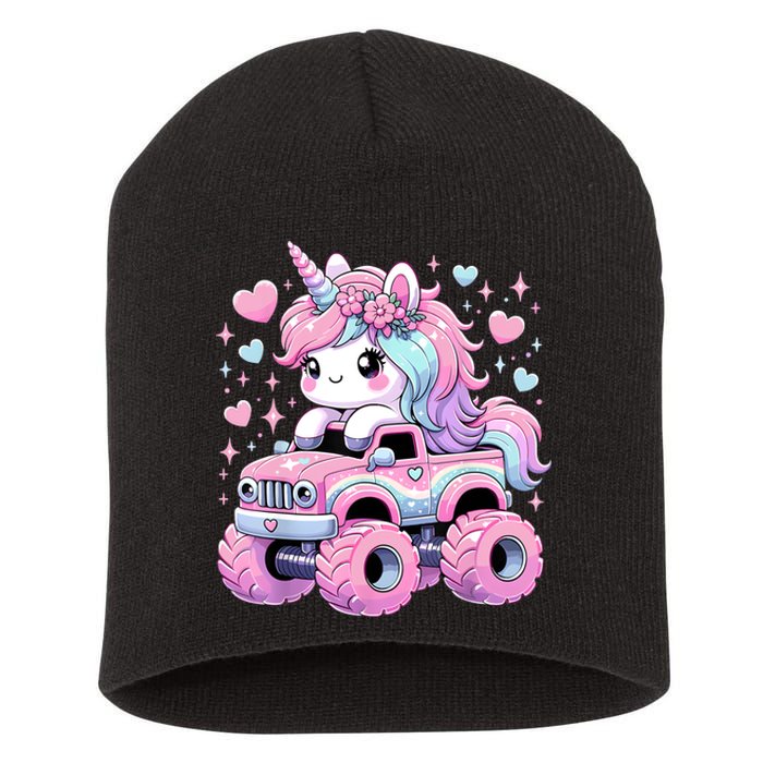 Monster Truck Unicorn Birthday Party Monster Truck Girl Short Acrylic Beanie