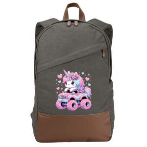 Monster Truck Unicorn Birthday Party Monster Truck Girl Cotton Canvas Backpack