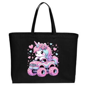 Monster Truck Unicorn Birthday Party Monster Truck Girl Cotton Canvas Jumbo Tote