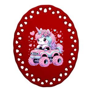 Monster Truck Unicorn Birthday Party Monster Truck Girl Ceramic Oval Ornament