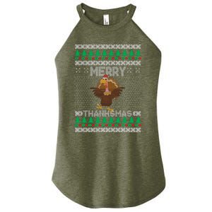 Merry Thanksmas Ugly Christmas Thanksgiving Turkey Women's Perfect Tri Rocker Tank