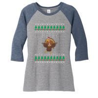 Merry Thanksmas Ugly Christmas Thanksgiving Turkey Women's Tri-Blend 3/4-Sleeve Raglan Shirt