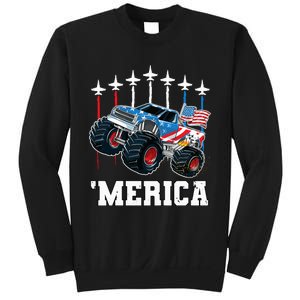 Monster Truck Usa Flag Patriotics Boy 4th Of July Sweatshirt