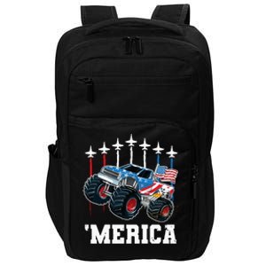 Monster Truck Usa Flag Patriotics Boy 4th Of July Impact Tech Backpack