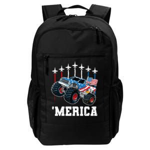 Monster Truck Usa Flag Patriotics Boy 4th Of July Daily Commute Backpack