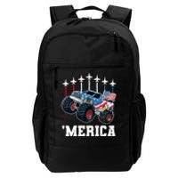 Monster Truck Usa Flag Patriotics Boy 4th Of July Daily Commute Backpack