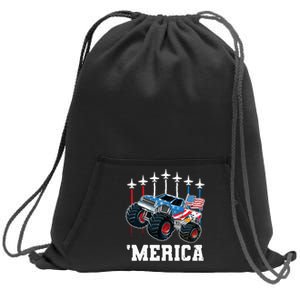 Monster Truck Usa Flag Patriotics Boy 4th Of July Sweatshirt Cinch Pack Bag