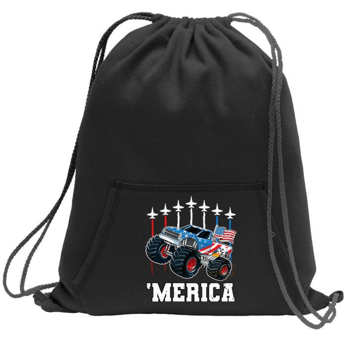 Monster Truck Usa Flag Patriotics Boy 4th Of July Sweatshirt Cinch Pack Bag