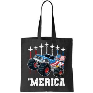 Monster Truck Usa Flag Patriotics Boy 4th Of July Tote Bag