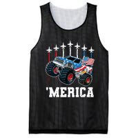 Monster Truck Usa Flag Patriotics Boy 4th Of July Mesh Reversible Basketball Jersey Tank