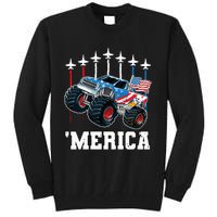 Monster Truck Usa Flag Patriotics Boy 4th Of July Tall Sweatshirt