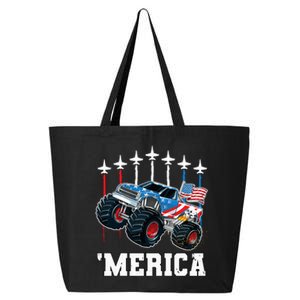 Monster Truck Usa Flag Patriotics Boy 4th Of July 25L Jumbo Tote