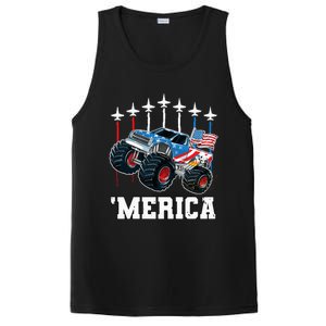 Monster Truck Usa Flag Patriotics Boy 4th Of July PosiCharge Competitor Tank