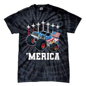 Monster Truck Usa Flag Patriotics Boy 4th Of July Tie-Dye T-Shirt