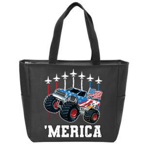 Monster Truck Usa Flag Patriotics Boy 4th Of July Zip Tote Bag